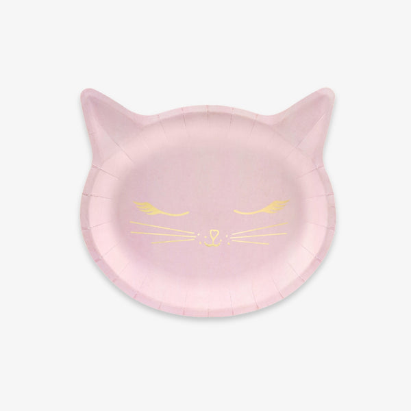 Assiette carton rose chat