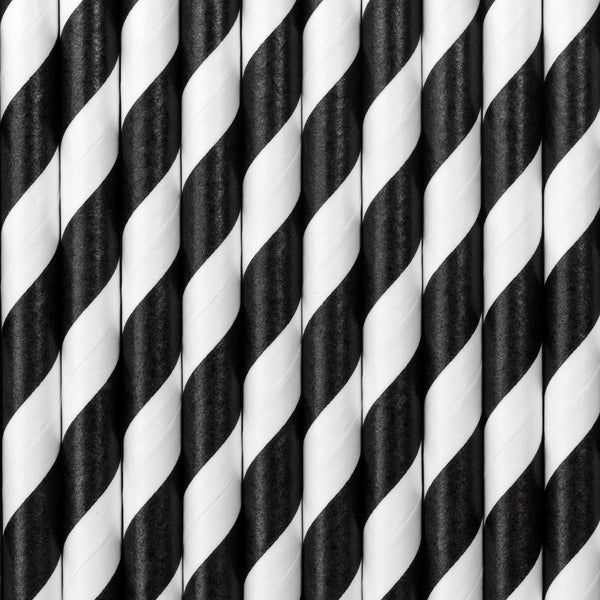 Paille en carton rayée noire