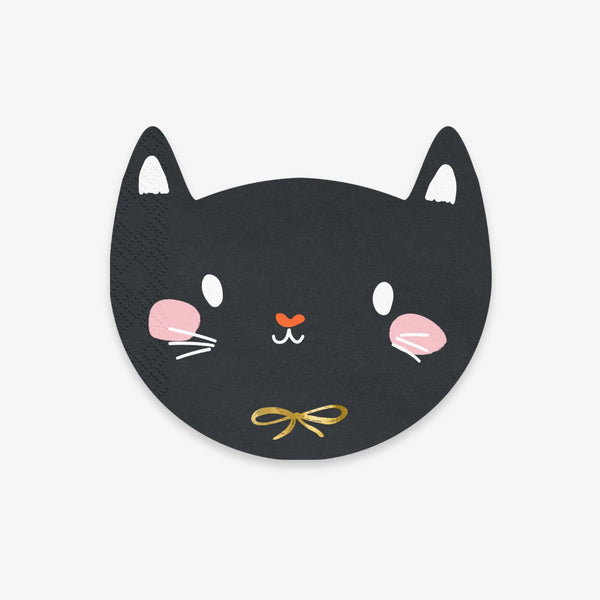 Serviette en papier tĂȘte de chat noire