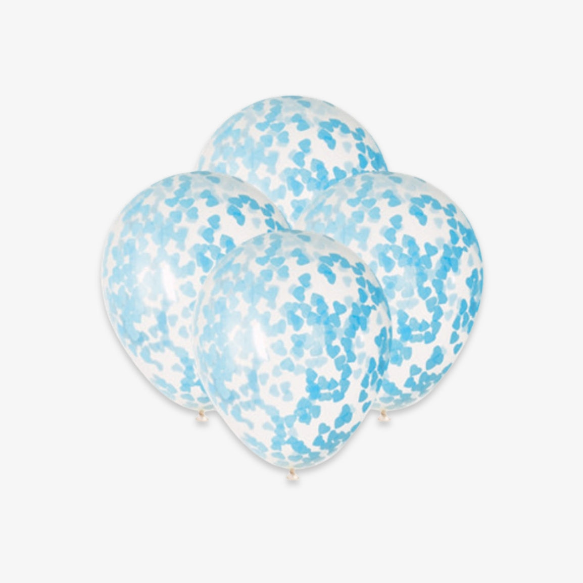 Ballon de baudruche transparent - Confettis coeurs bleus