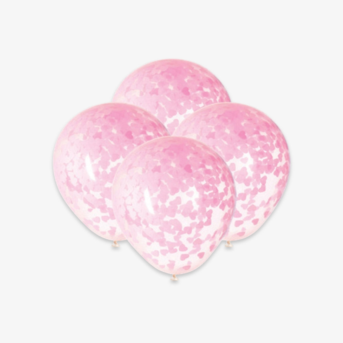 Ballon de baudruche transparent - Confettis coeurs roses