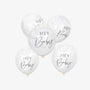 Ballon de baudruche "Hey Baby" - Confettis blancs