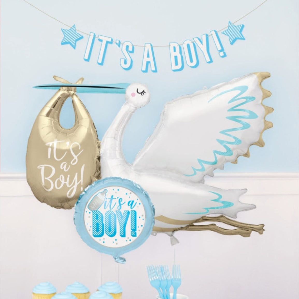 Ballon helium cigogne "It's a Boy"