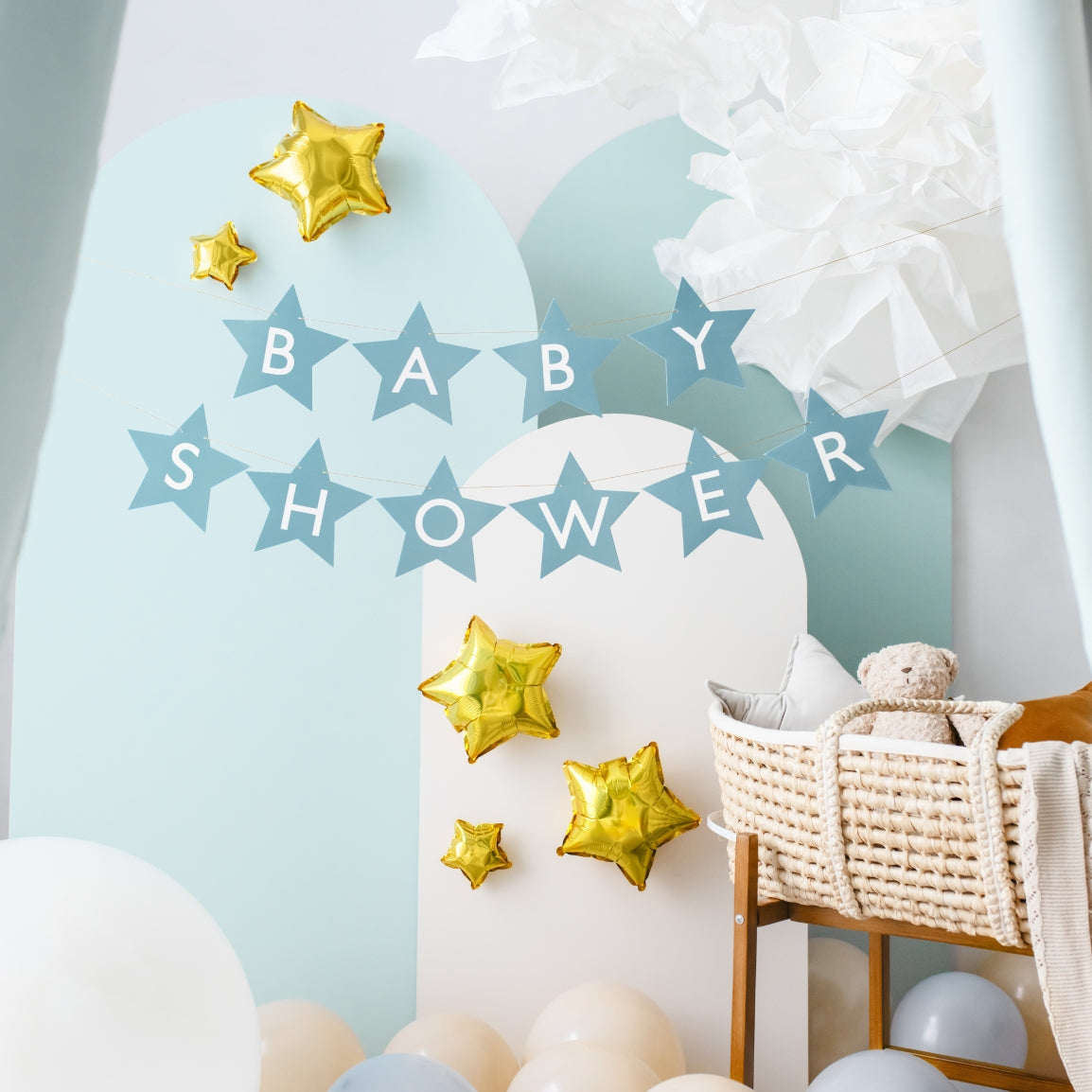 Guirlande Baby Shower étoiles bleue