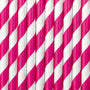 Paille en carton rayée fushia