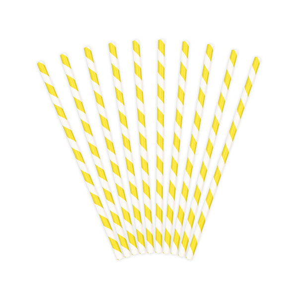 Paille en carton rayée jaune