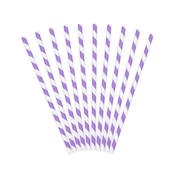 Paille en carton rayée lilas