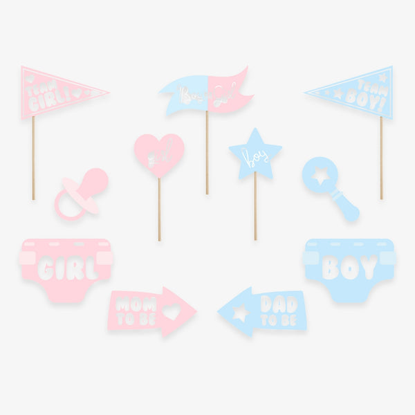 Accessoires photobooth Gender Reveal Boy or Girl